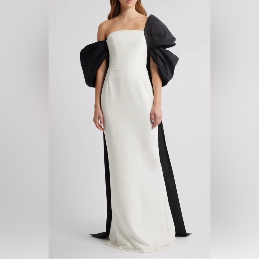 Marchesa Notte Cape Back Column Gown Size 12